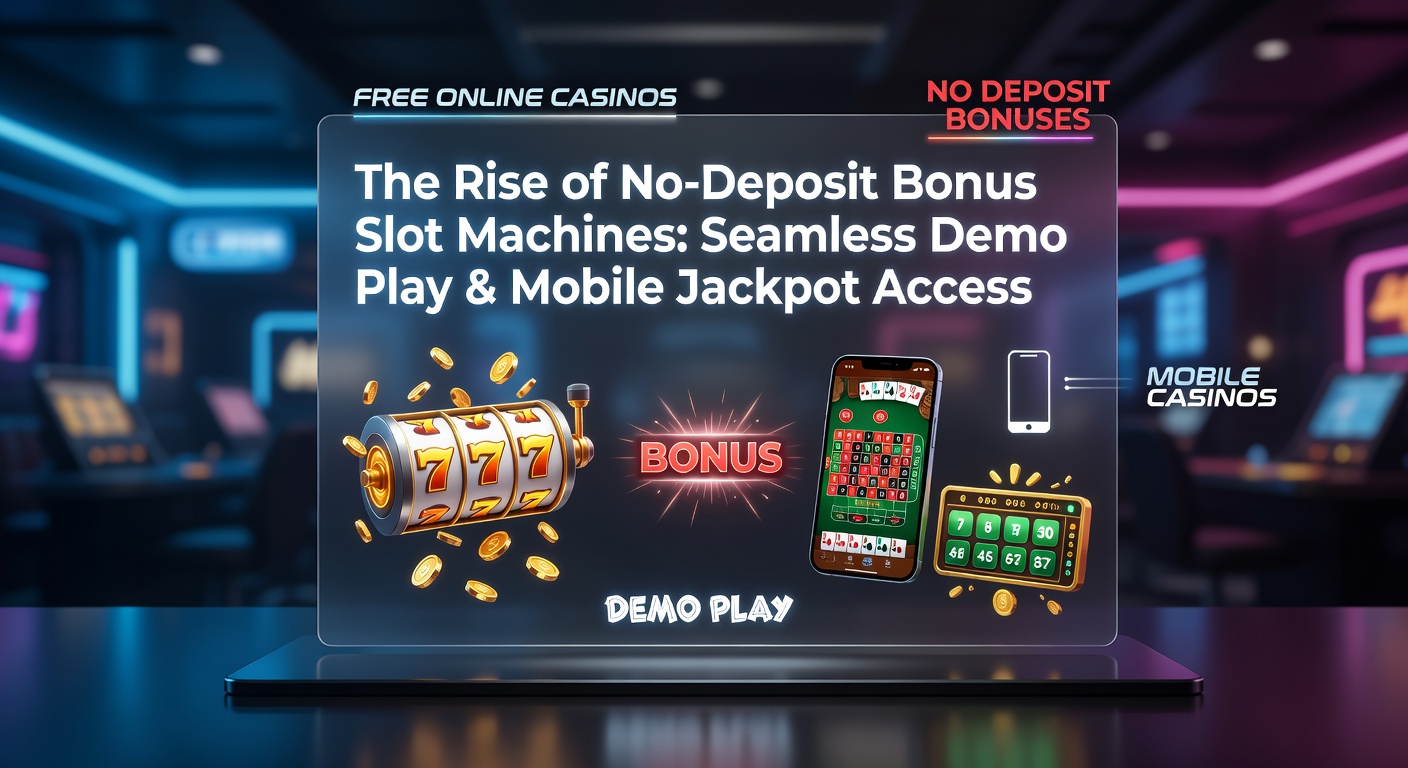 Leuchtende Slot-Maschine mit Demo-Modus und No-Deposit-Bonus-Symbolen auf mobilem Bildschirm