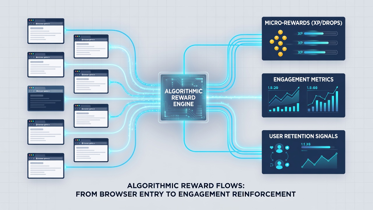 Visualisierung von Belohnungsströmen mit Netzwerkdiagrammen in einem Browser-Entertainment-Kontext