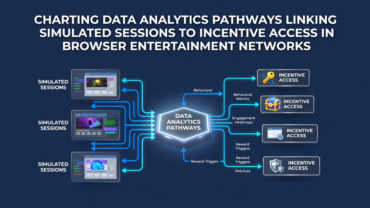 Datenanalytik-Pfade in Browser-Unterhaltungsnetzwerken visualisiert durch Netzwerkdiagramme und Sitzungsdaten