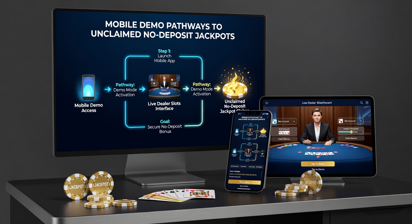 Mobile Demo-Interfaces zeigen Echtzeit-Live-Dealer-Slots mit No-Deposit-Jackpot-Anzeigen auf Smartphones