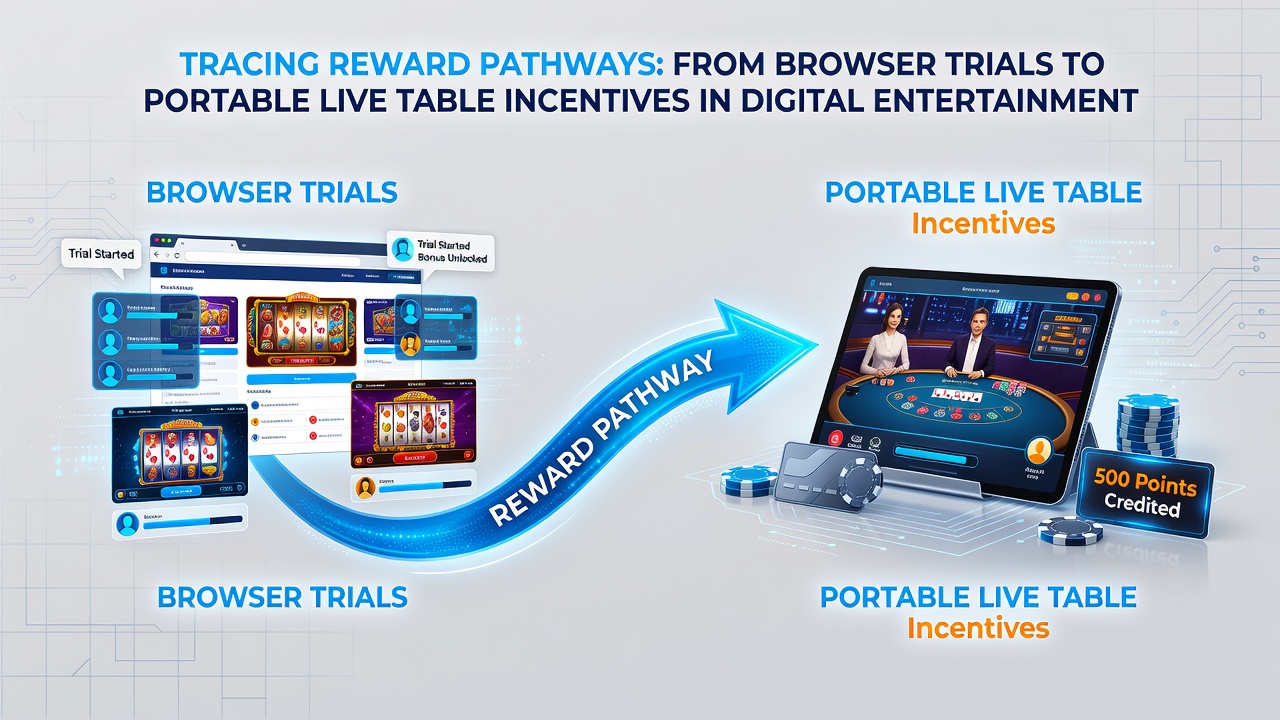 Illustration der Verknüpfung von Browser-Trials mit portablen Live-Tisch-Anreizen in digitalen Netzwerken